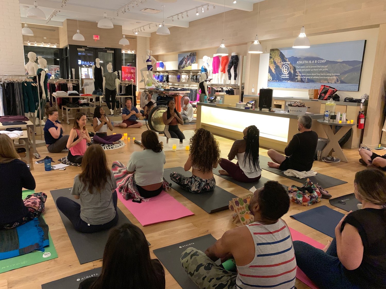 A Bloom community class held inside an Athleta store